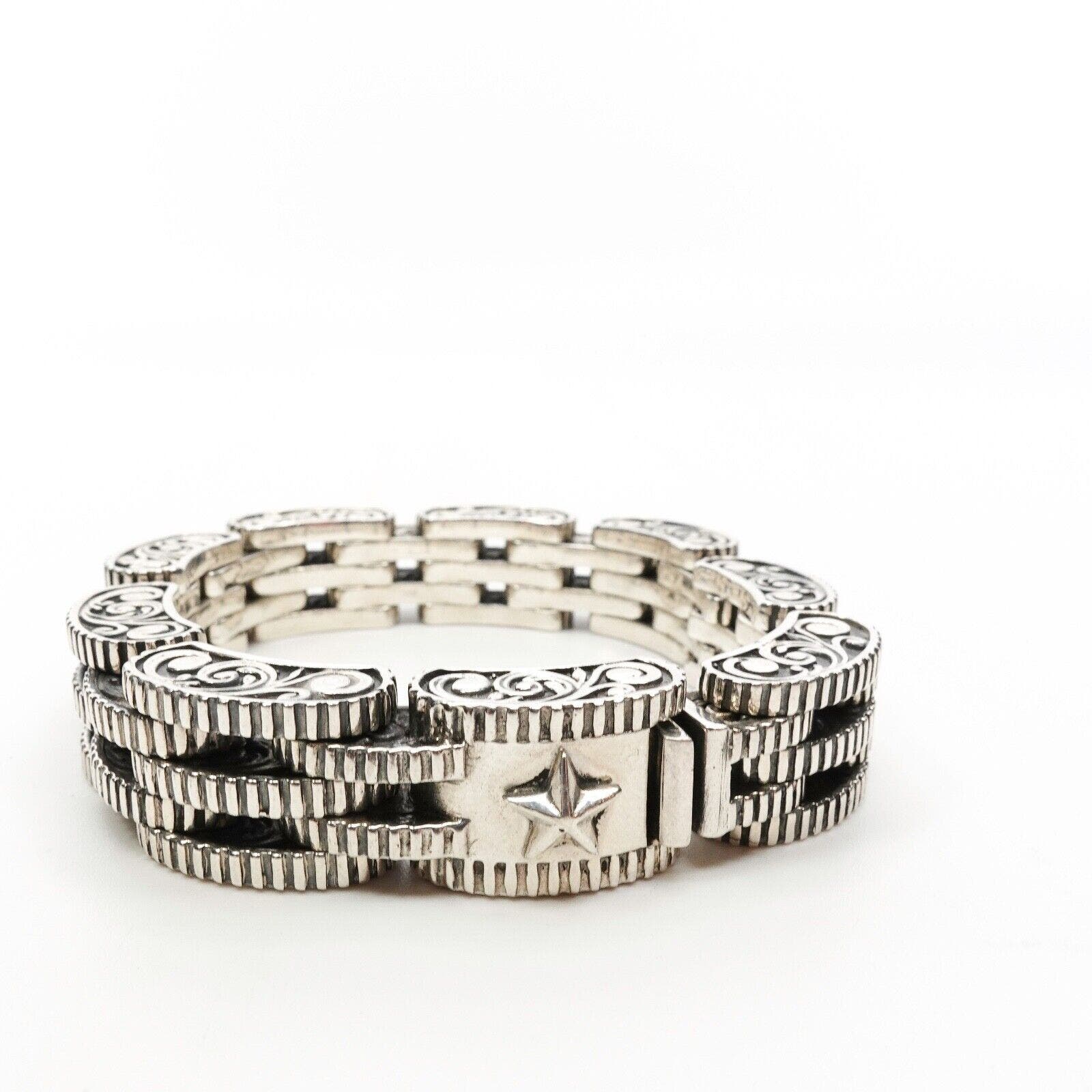 King Baby Studio Small 7 Row Rotor Link Bracelet Star Box Clasp Silver .925
